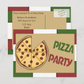 Carte Postale Invitation de la fête de Pizza (Devant / Derrière)