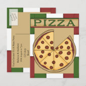 Carte Postale Invitation de la fête de Pizza (Devant / Derrière)
