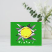 Carte Postale Invitation de la fête de softball de stade rapide (Debout devant)