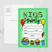 Carte Postale Invitation de la fête des enfants (Devant / Derrière)