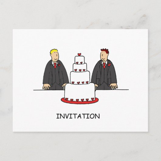 Carte Postale Invitation de la fête Deux pièces et un gâteau (Devant)