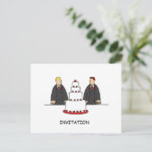 Carte Postale Invitation de la fête Deux pièces et un gâteau (Debout devant)