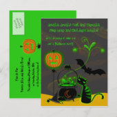 Carte Postale Invitation de la fête d'Halloween Cauldron (Devant / Derrière)