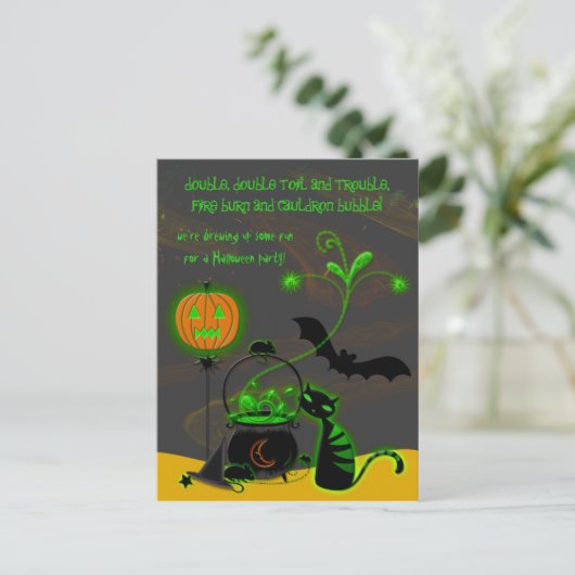 Carte Postale Invitation de la fête d'Halloween Cauldron (Debout devant)