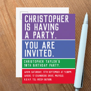 Carte Postale Invitation de la fête du 10e anniversaire de l'enf