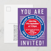 Carte Postale Invitation de la fête du 10e anniversaire de l'enf (Devant / Derrière)