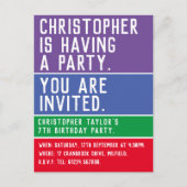 Carte Postale Invitation de la fête du 7e anniversaire de l'enfa (Devant)