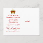 Carte Postale Invitation de la fête du couronnement (Dos)