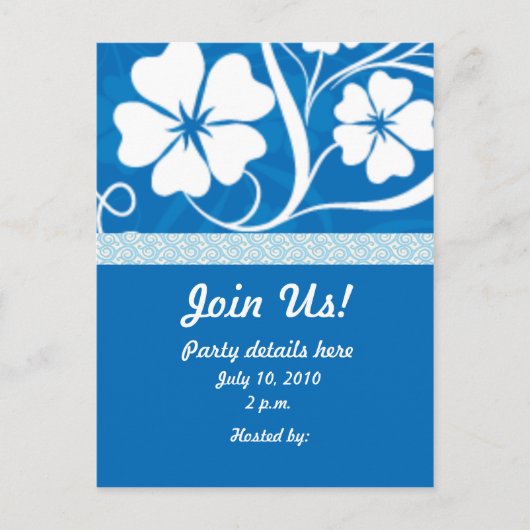 Carte Postale Invitation de la fête Hisbiscus Bleu (Devant)