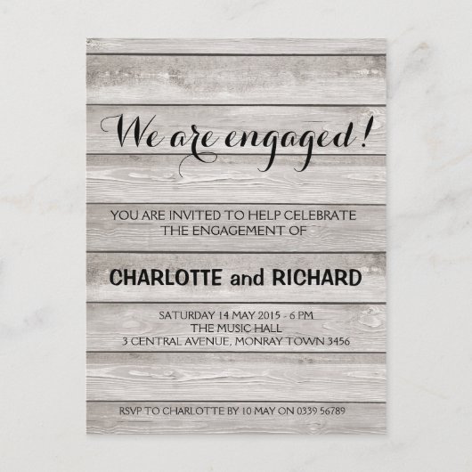 Carte Postale Invitation de la partie de fiançailles rustiques (Devant)