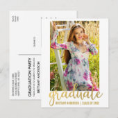 Carte Postale Invitation de la partie de graduation de script mo (Devant / Derrière)