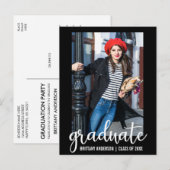 Carte Postale Invitation de la partie de graduation de script mo (Devant / Derrière)