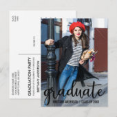 Carte Postale Invitation de la partie de graduation de script mo (Devant / Derrière)