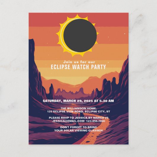 Carte Postale Invitation de la partie de surveillance Eclipse so (Devant)