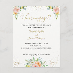 Carte Postale Invitation de la partie d'engagement floral inform