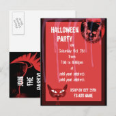 Carte Postale Invitation de la partie halloween du crâne (Devant / Derrière)