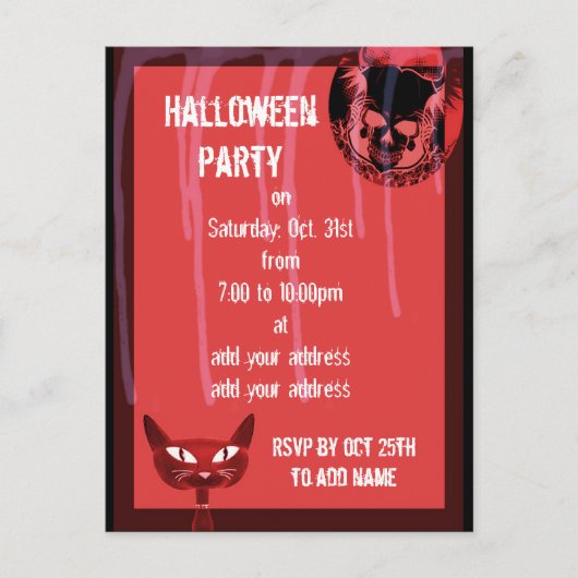 Carte Postale Invitation de la partie halloween du crâne (Devant)