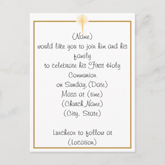 Carte Postale Invitation de la première sainte communion (Devant)