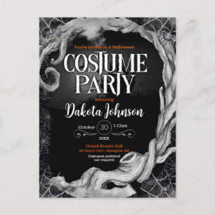 Carte Postale Invitation de la soirée costumée d'Halloween noir