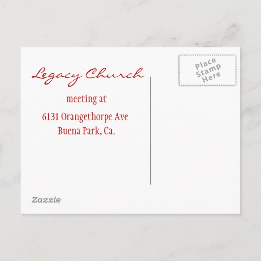 carte postale invitation de l'église (Dos)