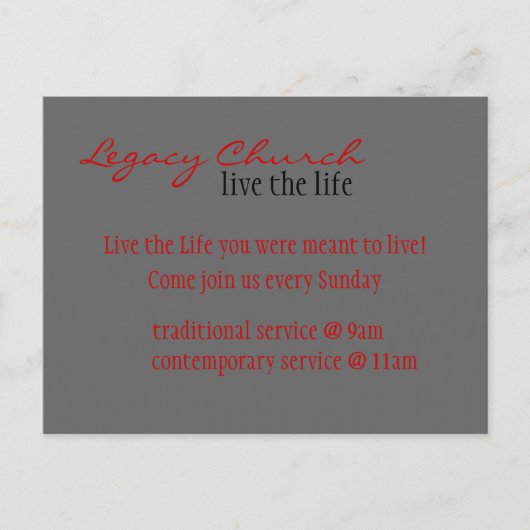 carte postale invitation de l'église (Devant)