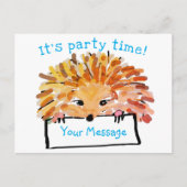 Carte Postale Invitation de l'enfant personnalisable de hérisson (Devant)