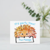 Carte Postale Invitation de l'enfant personnalisable de hérisson (Debout devant)