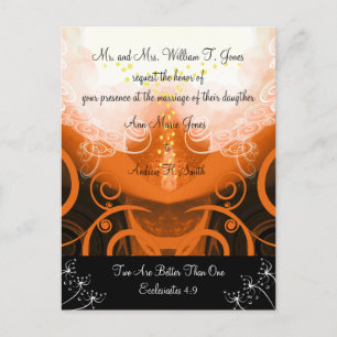Carte Postale Invitation de mariage chrétien Orange Cala Lily