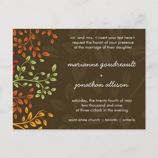 Carte Postale Invitation de Mariage de automne fantastique (Devant)