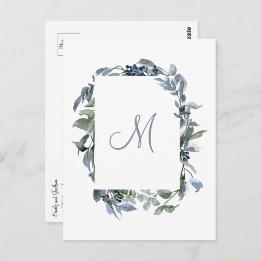 Carte postale Invitation de mariage pour monogramm (Devant / Derrière)