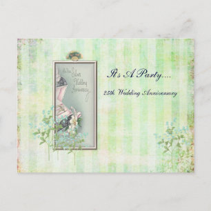Carte Postale Invitation de mariage Shabby chic 25ème anniversai