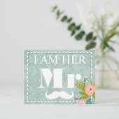 Carte Postale Invitation de Mint Mariage damassé moderne (Debout devant)