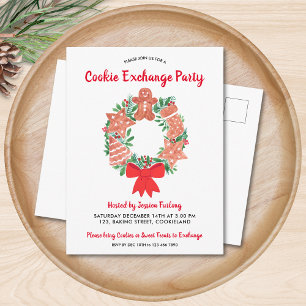 Carte Postale Invitation de Noël Cookie Exchange Party
