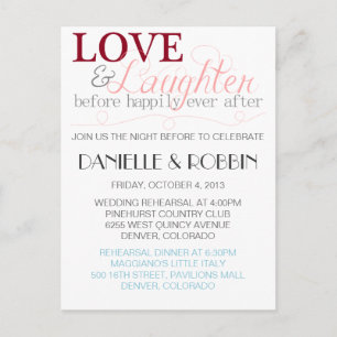 Carte Postale Invitation de répétition d'amour et de rire
