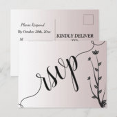 Carte Postale Invitation de réponse aux feuilles modernes élégan (Devant / Derrière)