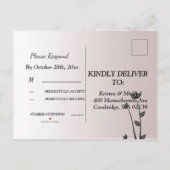 Carte Postale Invitation de réponse aux feuilles modernes élégan (Dos)