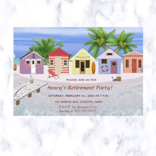 Carte Postale Invitation de retraite modifiable sur la plage des