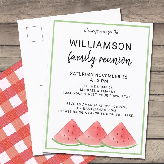 Carte postale Invitation de réunion familiale Wate