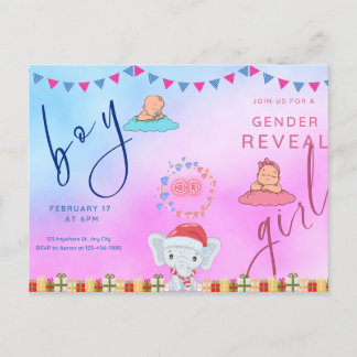 Carte Postale Invitation De Révélation De Sexe Abstrait Rose Et