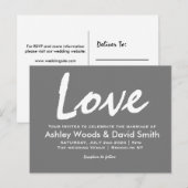 Carte Postale Invitation de script moderne gris foncé et blanc (Devant / Derrière)