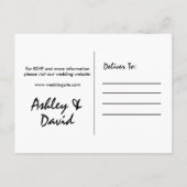 Carte Postale Invitation de script moderne gris foncé et blanc (Dos)