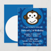 Carte Postale Invitation de Singe Cheeky [bleu] (Devant / Derrière)