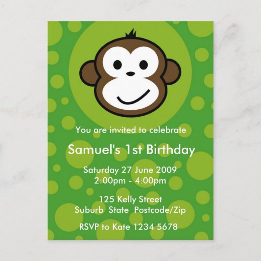Carte Postale Invitation de Singe Cheeky [chaux] (Devant)