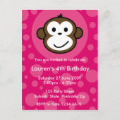 Carte Postale Invitation de singe Cheeky [rose] (Devant)