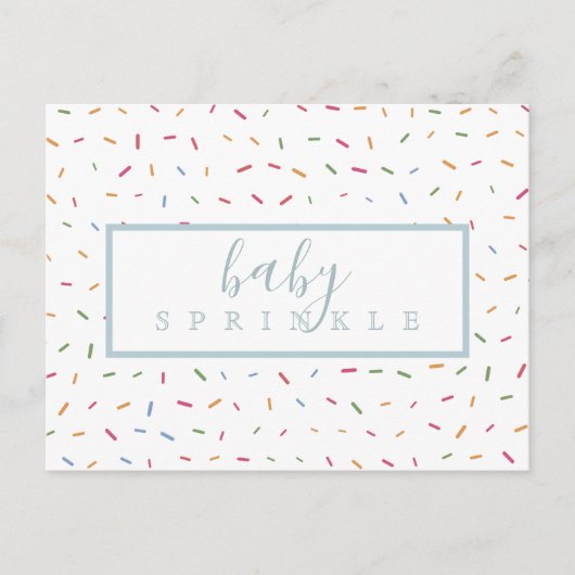 Carte Postale Invitation de sprinkle bébé aux paillettes colorée (Devant)