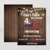 Carte Postale Invitation de style campagnard pour le 4 juillet (Devant / Derrière)