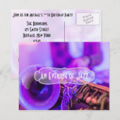 Carte Postale Invitation de thème de jazz blues rétro pour une f (Devant / Derrière)