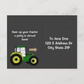 Carte Postale Invitation de tracteur de tableau, tracteur d'anni (Dos)