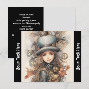 Carte Postale Invitation de vacances Steampunk Dame mignonne hab
