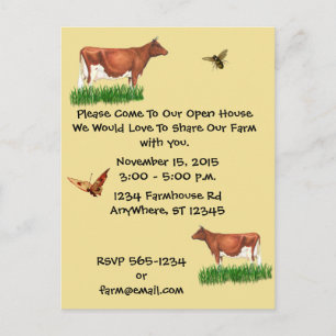Carte Postale Invitation de visite agricole Guernsey Cow